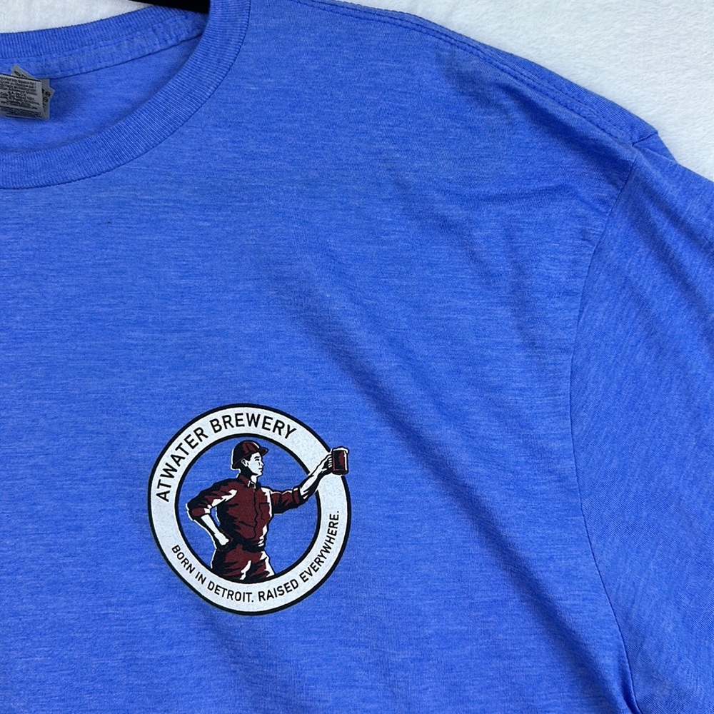 Gildan Men’s Detroit Atwater Brewery T-shirt Blue XLarge - Picture 5 of 14